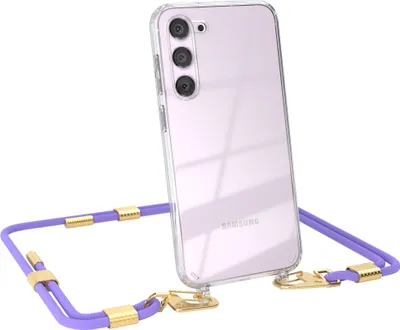 Produktbild von EAZY CASE Handykette für Samsung Galaxy S23 Plus, Transparente Silikonhülle mit Band, Clear Case, abnehmbar in  Violett