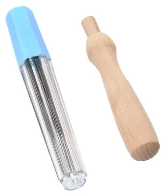 7-teiliges Filznadel-Set mit Holzgriff, Nadelhalter