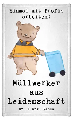 Produktbild von Mr. & Mrs. Panda Handtuch Müllwerker Leidenschaft - Weiß - Geschenk, Spruch, Gästetuch, gäste wc, Lustig, Müllmann, Klein, baumwolle, Witzig, Frotteetuch