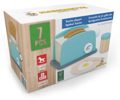 Produktbild von Holz Spielzeug Toaster Set - 7-teilig - Küchenzubehör für Kinder