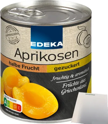 Produktbild von Edeka Aprikosen halbe Frucht gezuckert (820g Dose) + usy Block
