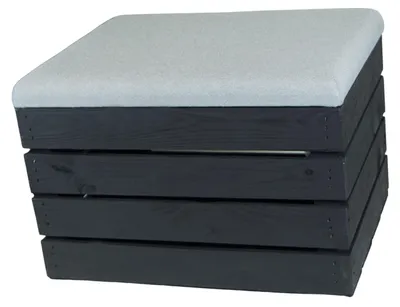 Productafbeelding van Houten opbergkruk met kussen - 50 x 40 cm