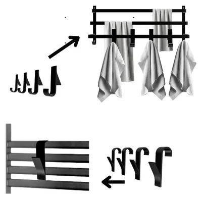Produktbild von Wand-Handtuchhalter - Handtuchhaken - Aufhänger für Handtücher - Badaccessoires - 60 cm - Schwarz
