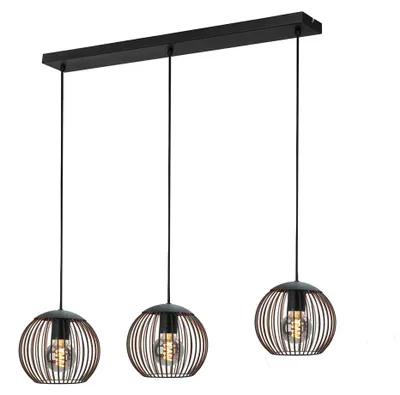 Produktbild von EGLO Hängelampe Almanzora, 3-flammige Pendelleuchte, Esstisch Hängeleuchte aus Metall in Schwarz und Kupfer, Esszimmerlampe hängend, E27, 90 cm