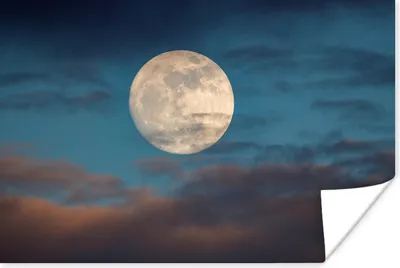 Produktbild von MuchoWow® Poster Mond - Wolken - Nacht 180x120 cm - Fotoplakat