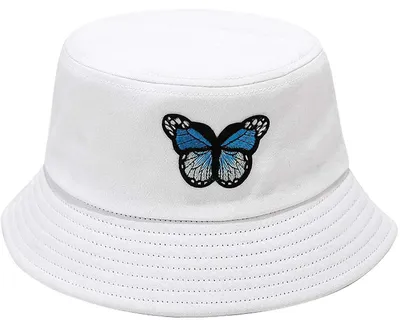 Immagine prodotto di Cappello da donna/ragazza, marca Fischerhut, in cotone, con motivo a farfalla, colore bianco, taglia unica