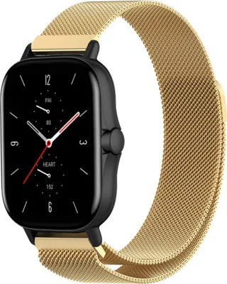 Produktbild von Strap-it Milanese Armband - Kompatibel mit Amazfit GTS 2 Armband Ersatzarmband Edelstahl - Armband mit Magnetverschluss - Hochwertiges Material - für Smartwatch 20mm Armband Gold