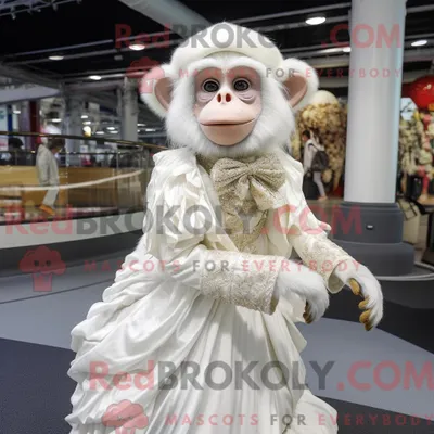 Produktbild von Maskottchenkostüm REDBROKOLY Weißer Affe mit Abendkleid und Hut