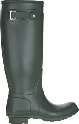 A single dark olive green Hunter Original Tall boot is shown against a white background.