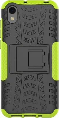 Produktbild von Mobigear Tire  HONOR 8S Hülle Hardcase Backcover Stoßfest mit Ständer - Schwarz / Grün