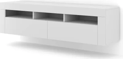 Produktbild von TV Schrank MORENO 160 cm HiFi TV Tisch Tischplatte TV Kommode WEIß MATT / WEIß MATT