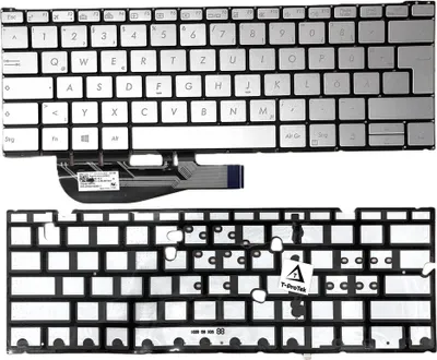 Produktbild von Tastatur - Farbe: Silber - mit Beleuchtung - ohne Rahmen Deutsches Tastaturlayout kompatibel für P/N 0KNB0-D607GE00