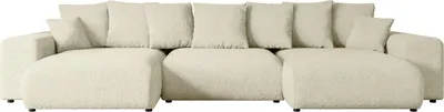 Produktbild von ALTDECOR Ecksofa mit Schlaffunktion und Bettkasten Corner Sofa Eckcouch Couch U-Form universal, links/rechts angeordnet Schlafcouch Ausziehbar Wohnlandschaft ESKAR-U -364x176x72 cm Beige