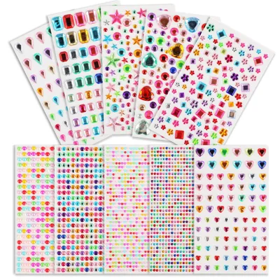 3500 selbstklebende Glitzersteine, bunt, Acryl, verschiedene Formen