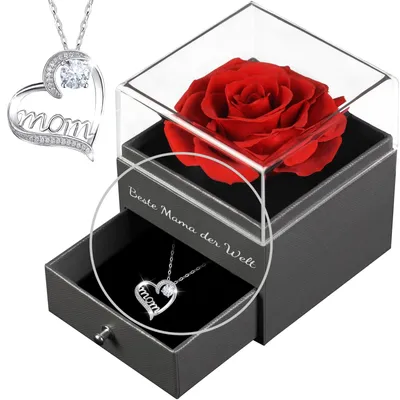 Image de Rose éternelle - Cadeau pour la fête des mères - Fleurs avec bijoux - Durable - Écologique - Fleuristes professionnels - Fleurs artificielles