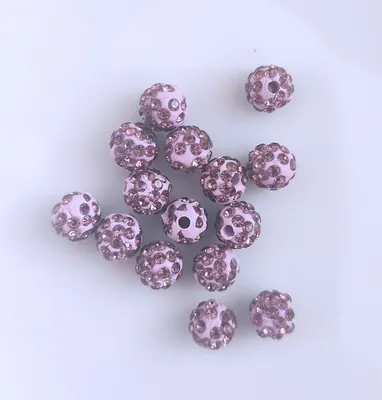 Produktbild von Shamballa Perlen, glitzer, 10 mm, 10 Stück, Lila