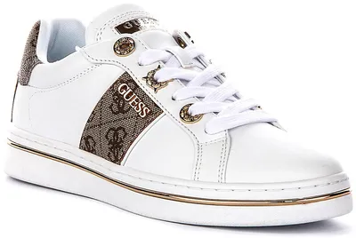 Produktbild von Guess Low Stew Sneaker mit seitlichem Logo in Beige-Braun für Damen – Größe 5 UK – 38 EU – 7,5 US / Beige-Braun