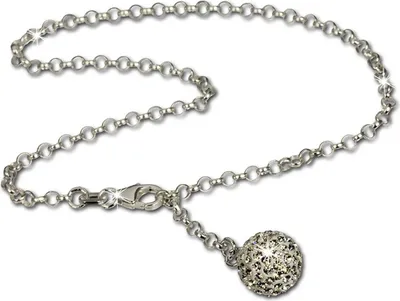 Image de SilberDream 25cm bracelet de cheville femme argent or scintillant boule argent véritable D2SDF010W