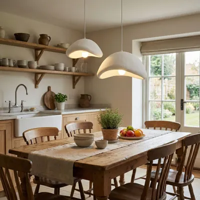 Immagine prodotto di Opviq, lampadario di alta qualità, struttura in metallo, calotta in fibra di vetro, altezza regolabile da 40 a 109 cm, Ø 50 cm, 2 x E27, max 40 W, IP20, design moderno in bianco, ideale per ogni ambiente.