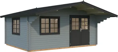 Produktbild von Gartenhaus Palmako Sally 19,1 m² inkl. Fußboden 577 x 560 cm hellgrau-anthrazit