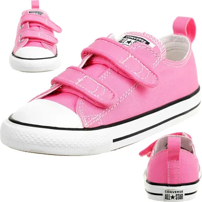 Produktbild von Converse CT 2V OX Chucks Pink Mädchen Baby Sneaker Klett canvas pink 709447C, Schuhgröße:26 EU