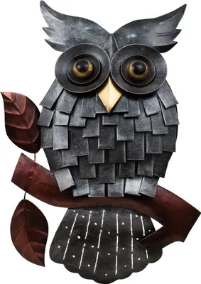 Produktbild von Wanddeko Eule Vogel Uhu Ziervogel Metall Deko Hänger Bild Tier Figur Skulptur