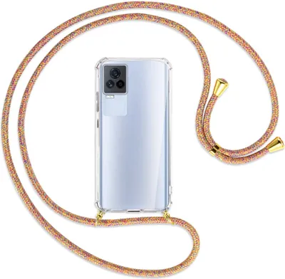 Produktbild von Handykette Backcover-Schutzhülle mit Band (Metall goldfarben) für vivo IQOO 7 - Rainbow