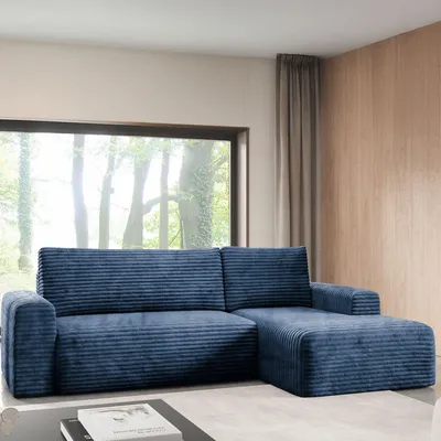 Immagine prodotto di Folgarida - Divano Letto con Penisola, 268x163 cm blu, Contenitore