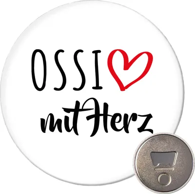 Produktbild von Huuraa Magnet Ossi mit Herz 59mm Kühlschrankmagnet rund Flaschenöffner Geschenkidee