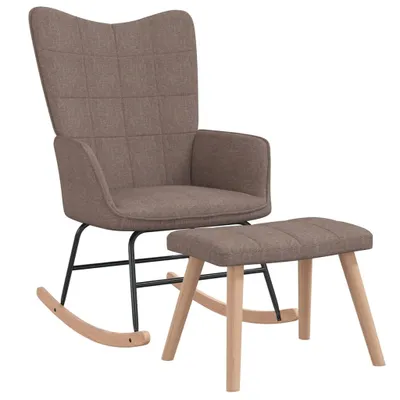Produktbild von Schaukelstuhl mit Hocker Stoff Taupe