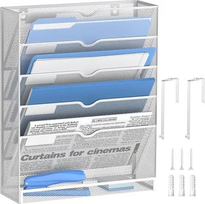Produktbild von Famanu Wand Organizer mit 6 Fächern für Dokumente, Post und Zeitschriften - Schwarz