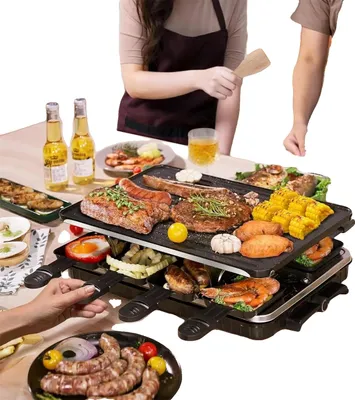 Obrázek produktu pro Vnitřní gril, 1300 W, nepřilnavý povrch, 41,5*25,5 cm, vhodný pro 6-8 osob, maximální teplota 230 °C