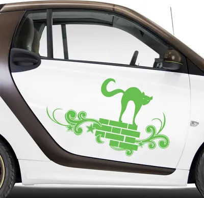 Produktbild von Aufkleber - Autoaufkleber-Set Moonlight Kitty, 2 Stk. je 60cm x 35cm lindgrün - Tuning Carystyling Heckscheibe Auto