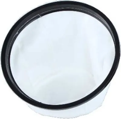 A white fabric filter with a black rim, presented against a white background.