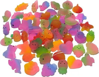 Imagen del producto de (Entrega aleatoria) Mochi Squishy: Set de 50 unidades. Alivia el estrés. Juguete sensorial para apretar. Ideal como recompensa en el aula