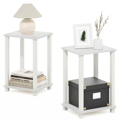 Immagine prodotto di Furinno, set da 2 tavolini laterali a 2 livelli, colore bianco