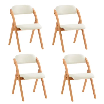 Zdjęcie produktu dla SoBuy Krzesło Składane Drewniane Tapicerowane Zestaw 4 Ergonomiczne Krzesło Kuchenne Krzesło Jadalniane Składane Oszczędność Miejsca Gotowe Do Kuchni Balkonu Biura FST92-Wx4