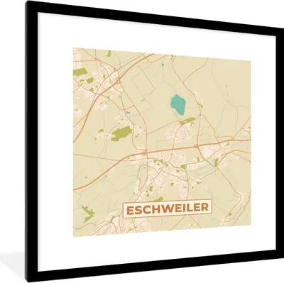 Produktbild von MuchoWow® Gerahmtes Poster Jahrgang - Eschweiler - Karte - Stadtplan 40x40 cm - Poster mit Schwarzem Bilderrahmen Wandposter Rahmen Foto Bilder - Poster - Plakat im Rahmen