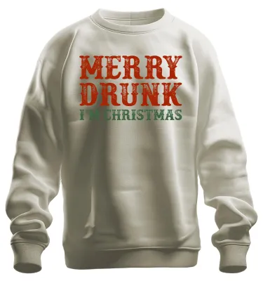 Produktbild von Merry Drunk I'm Christmas - Weihnachten Weihnachtsgeschenk Sweatshirt Pullover, Natur, S