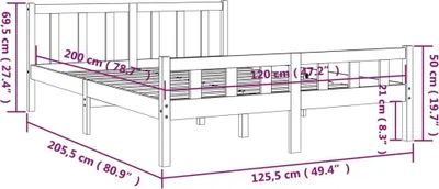 Produktbild von vidaXL Massivholzbett Honigbraun 120x200 cm