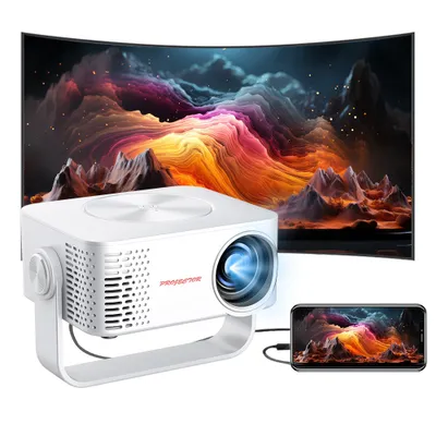 Produktbild von ZELURXX 1080P Mini Beamer mit WiFi & Lautsprecher – Tragbarer LED Projektor für Handy & Heimkino, Weiß