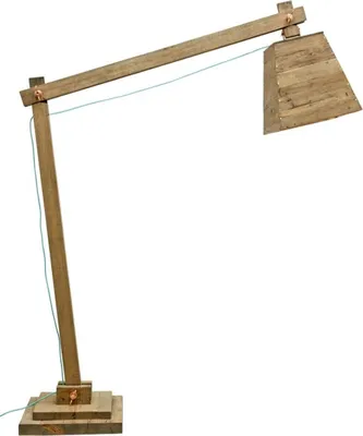 Produktbild von Casa Padrino Kiefernholz Stehleuchte Naturfarben 190 x 52 x H. 220 cm - Luxus Stehlampe mit aqua blauem Kabel