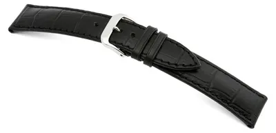Produktbild von Happel Lederband Jackson 22mm schwarz mit Alligatorprägung