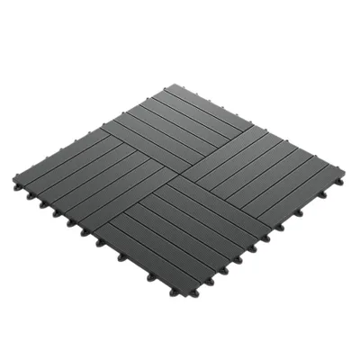 Produktbild von GUMI Terrassendielen Terrassenfliesen WPC Komposit 1 m² – Modulares System für Balkon und Terrasse | Montage ohne Werkzeug | Quadrate | Anthrazit