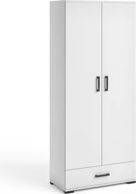 Produktbild von Hoher zweitüriger Kleiderschrank 80 cm KLENRI - weiß