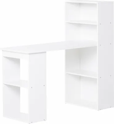 Produktbild von HOMCOM Biurko Stół kuchenny z półką Stół komputerowy Stół roboczy Stolik pod laptopa Półka biurowa Biały 120 x 55 x 120 cm