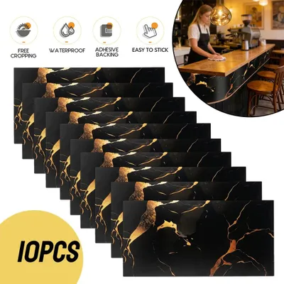 Obrázok produktu pre Dekoratívna panelová doska s efektom mramoru – samolepiaca PVC doska – vodotesná – čierna