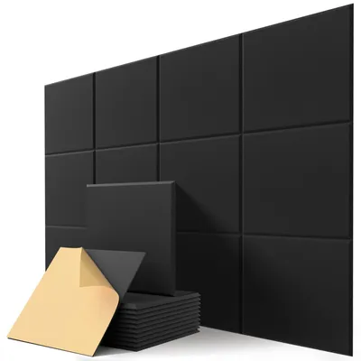 Immagine prodotto di 12 pannelli fonoassorbenti neri per la decorazione delle pareti
