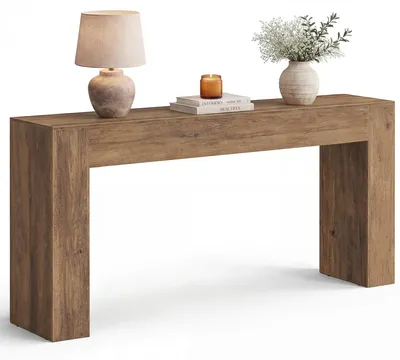 Obrázek produktu pro VASAGLE Konzolový stolek ve tvaru U, minimalistický stolek do předsíně nebo obývacího pokoje, rozměry 160 x 30 x 80 cm, teplá hnědá barva