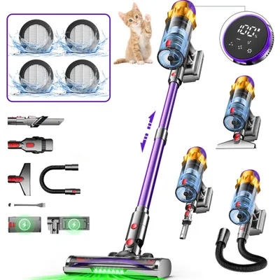 Produktbild von Hiazurm Akku Staubsauger,Staubsauger kabellos mit Touchscreen, HEPAx4, Schlauchbürste, Staubsauger, Anti-Tangle-Staubsauger
